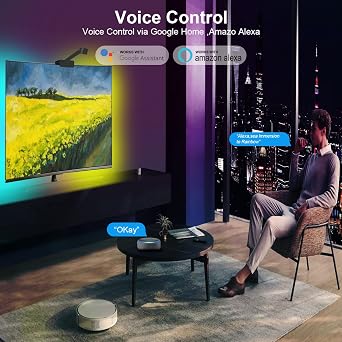 XRC TECH LED RGBIC WiFi TV Backlights Tuya App Control with HD 1080P Camera Mulitcolor Music Sync TV Backlights Strip for 55-65 inch TV PC Kits
