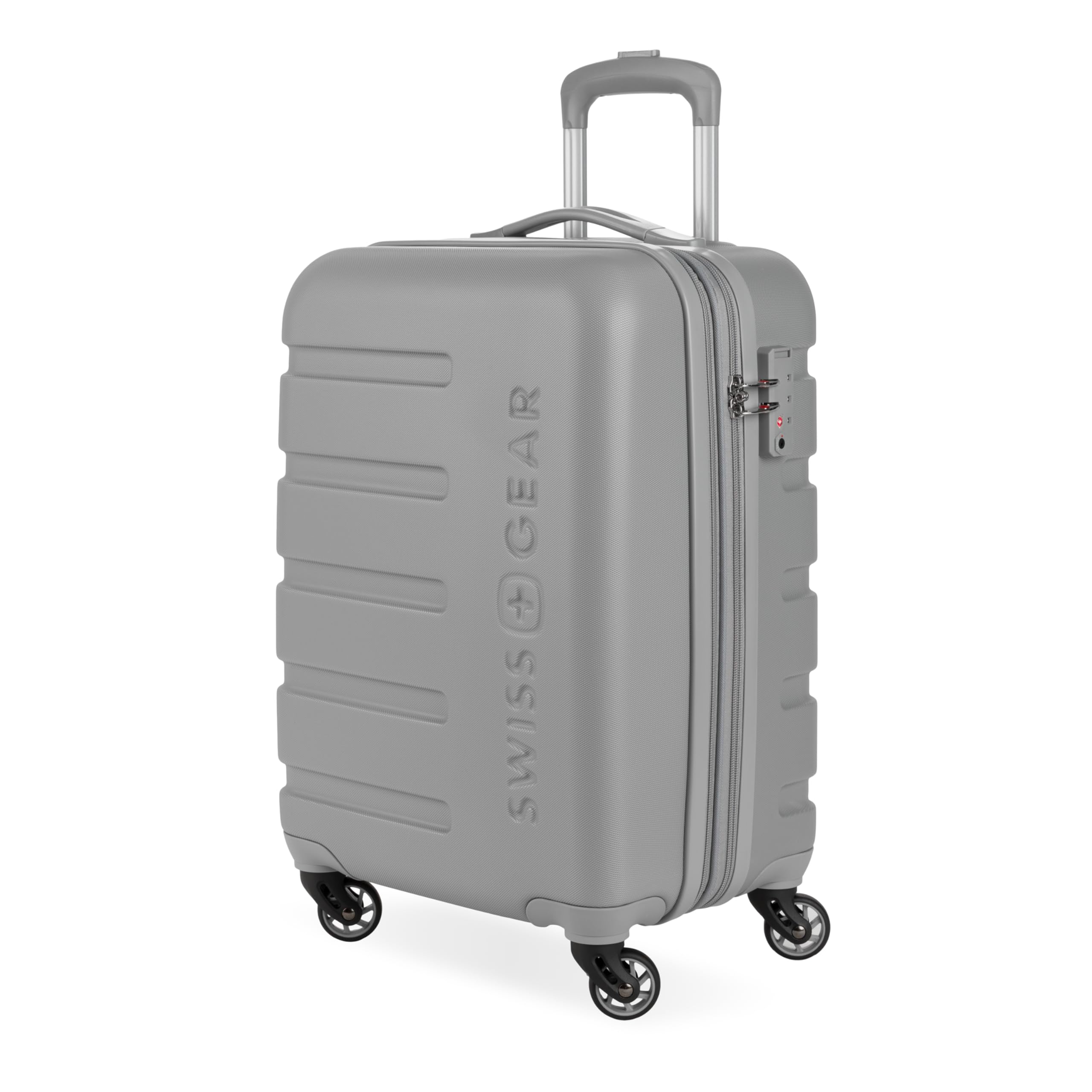 swissgear 7366 signature hardside expandable luggage with spinner wheels, tsa lock, cup-holder, grey, carry-on 19-inch