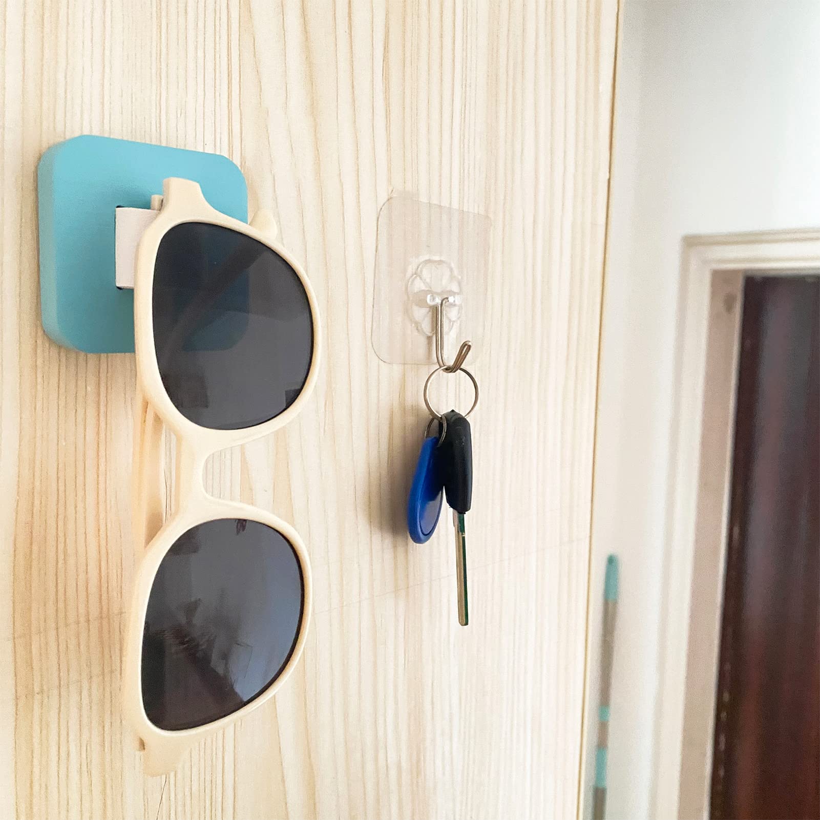 Porta Occhiali da Sole - Organizzatore per Occhiali da Sole in Legno Portaocchiali da Sole da Appendere Espositore per Occhiali(2 Pezzi, Blu Lago-Corti)