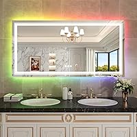 Vista 143 de WTTY LED Bathroom Mirror 32"x32" with Backlit and Front Light,Stepless Dimmable LED Mirror for Bathroom,Anti-Fog Lighted Bathroom Vanity Mirror