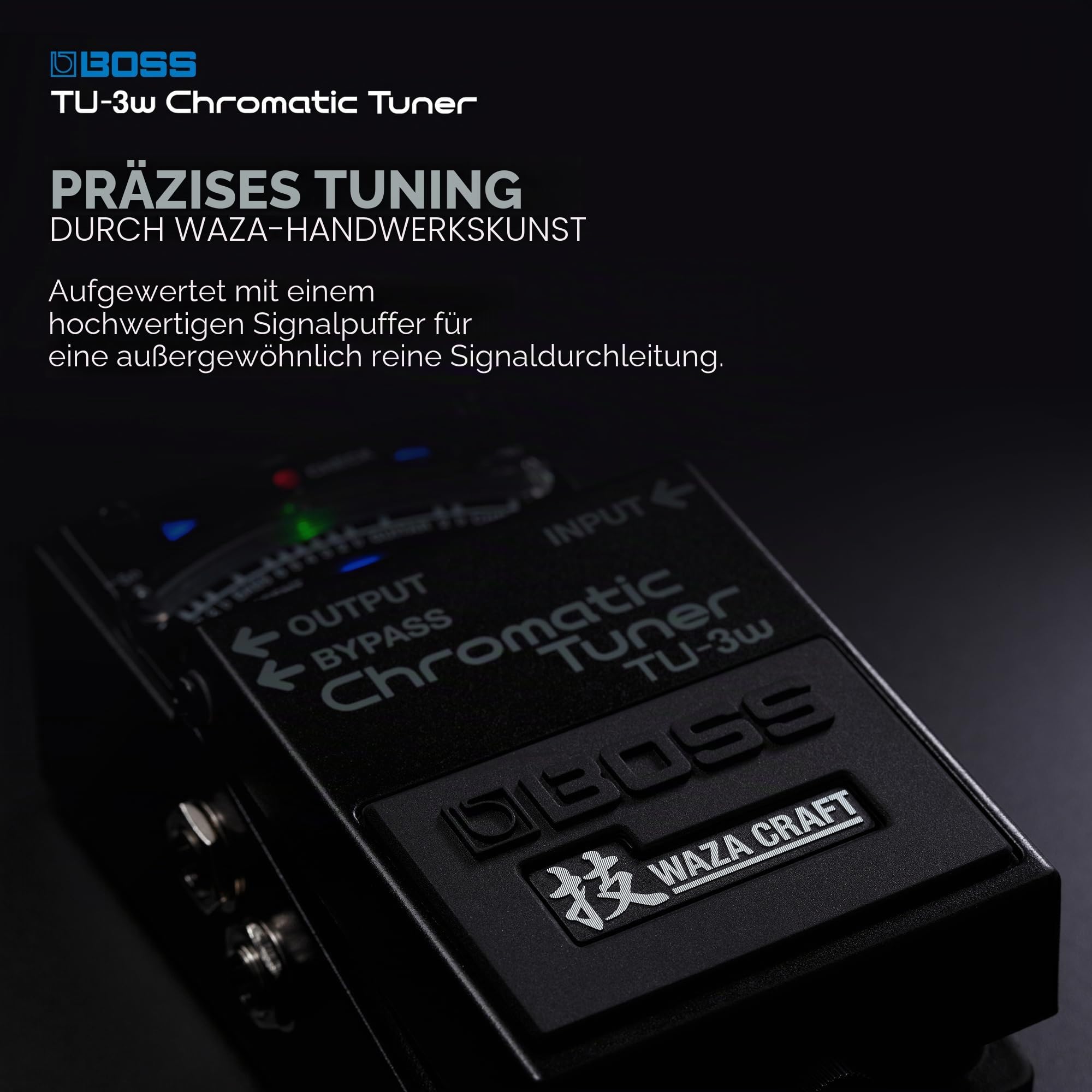 BOSS TU-3W Chromatischer Boden-Tuner auf Basis der innovativen Waza-Handwerkskunst | Extrem zuverlässiges Pedalboard-Tuning für Gitarre und Bass | Überarbeitete Schaltung