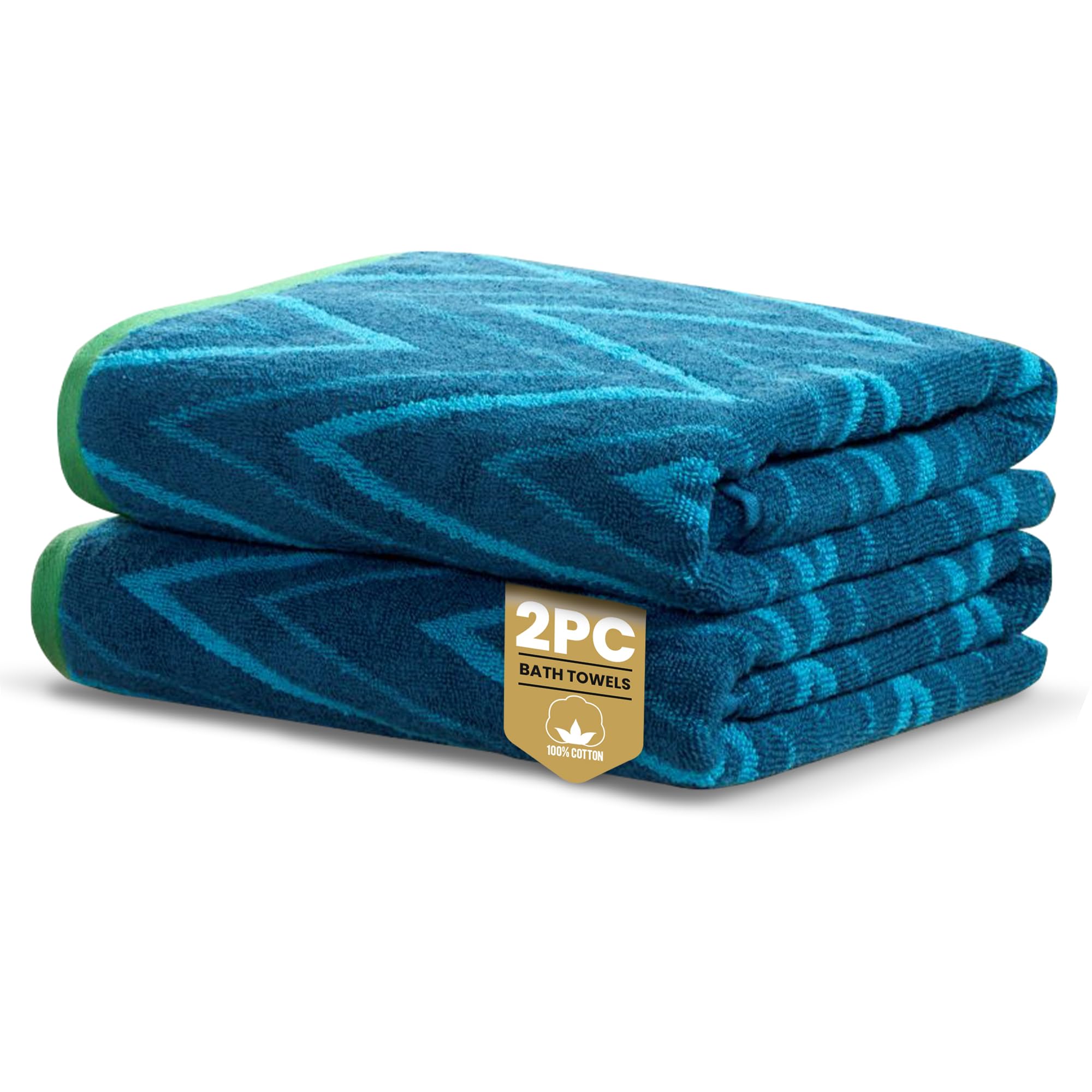 Rapport Home Helix Bath Towels 2-Pack | Ocean Blue | 70x120cm | 100% Cotton 500gsm | Oeko-Tex Made in Green & BCI Certified