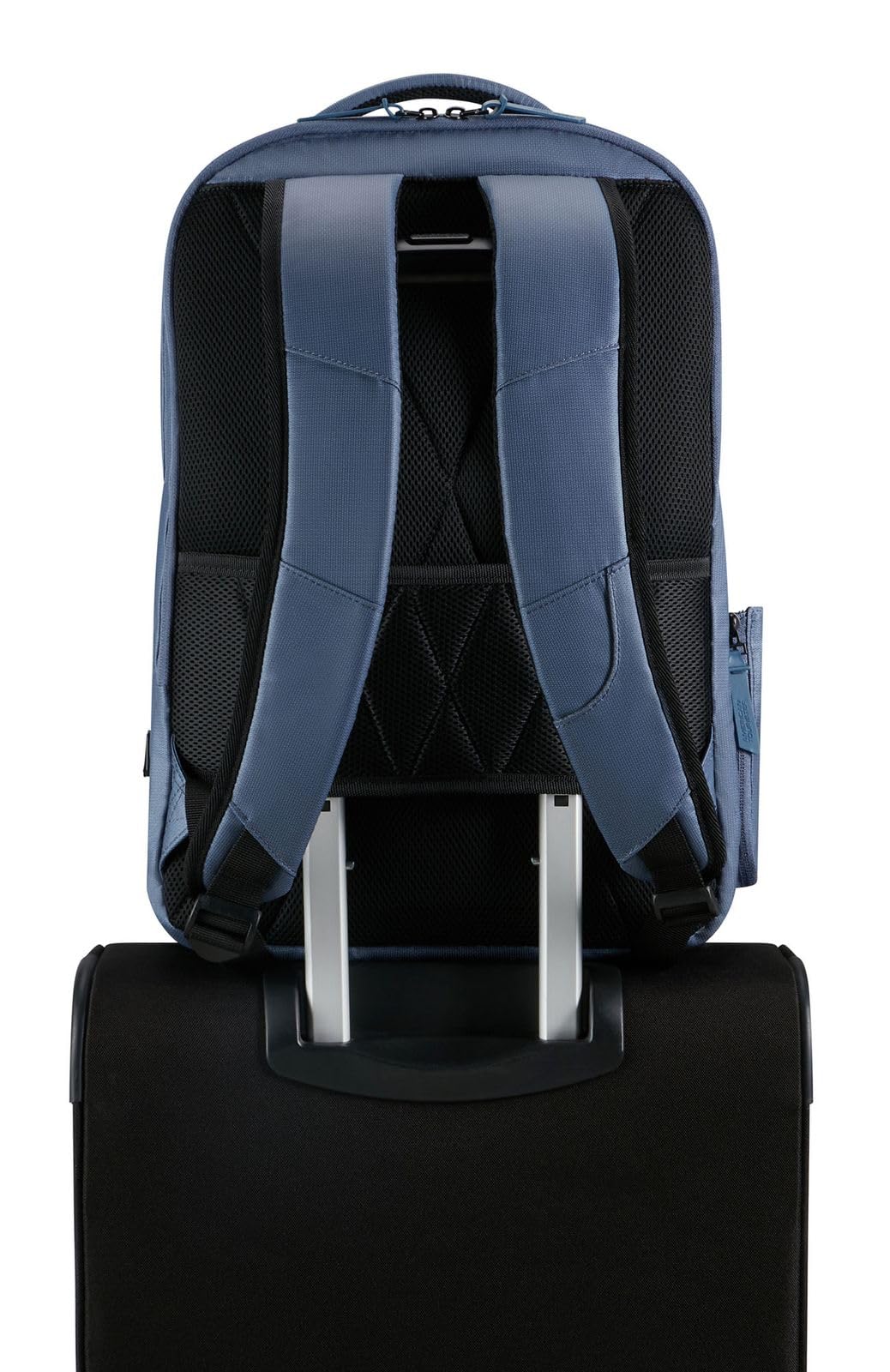 American Tourister Urban Groove UG11 - Zaino porta PC 15,6" (50 cm) - Zaino business e scuola con porta USB, tasca RFID, copertura antipioggia riflettente, 23L - Blu/Arancione (Navy/Orange)