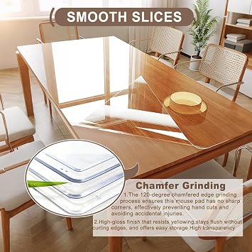 Custom Multisize 1.5mm Thick Clear PVC Table Cover Protector - 60 x 110 cm Rectangular Plastic Table Cover Desk Pad Mat for Console Table/Writing Desk/Dining Room Table -