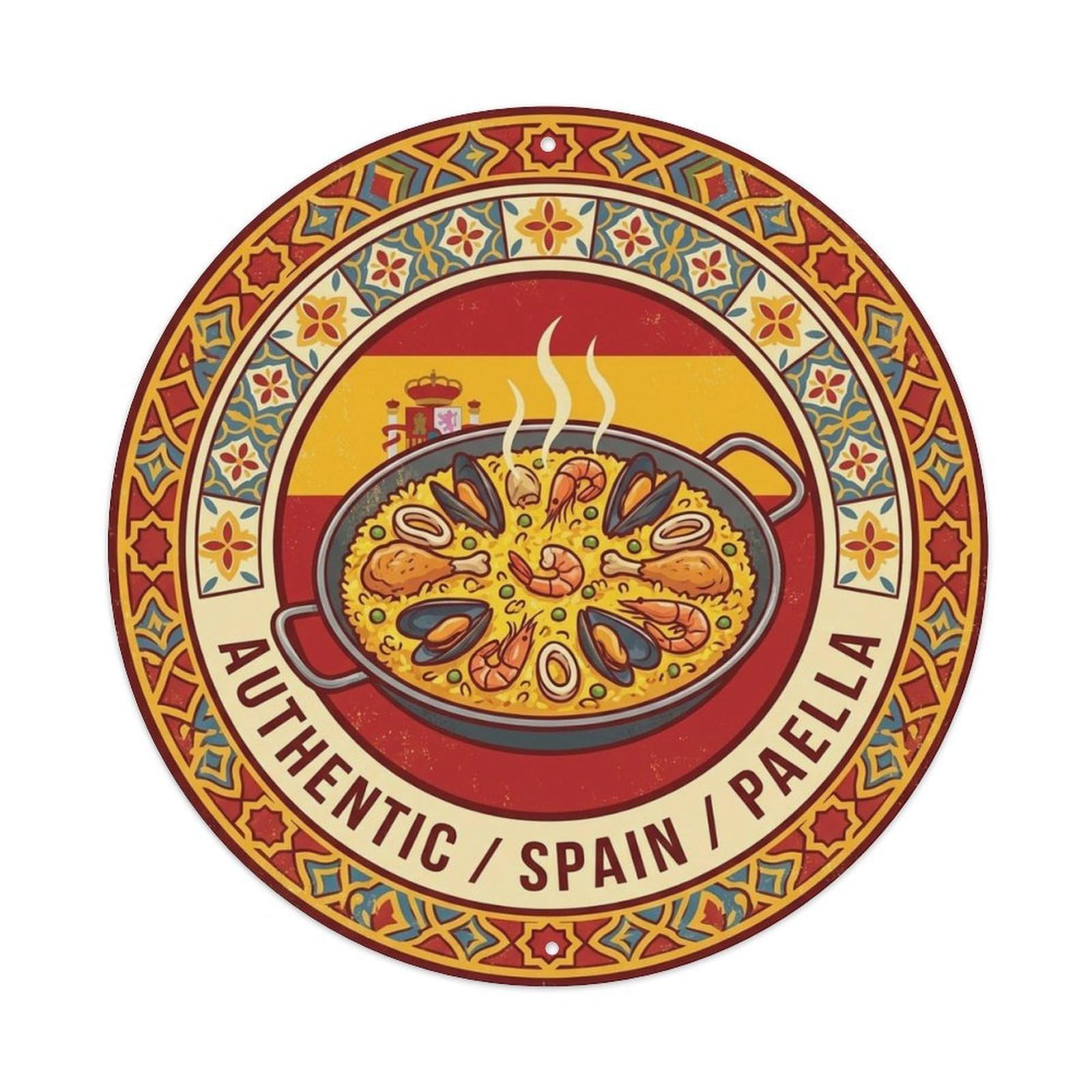 Spain Travel Paella Spanish Seafood Rice Cuisine Metal Tin Sign
