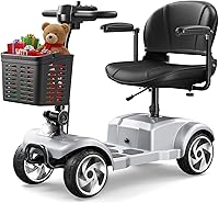 FRITTON 4-Wheel Foldable Electric Mobility Scooter - 20 Mile Range, 330lbs Capacity for Seniors & Adults, Travel Ready Silver