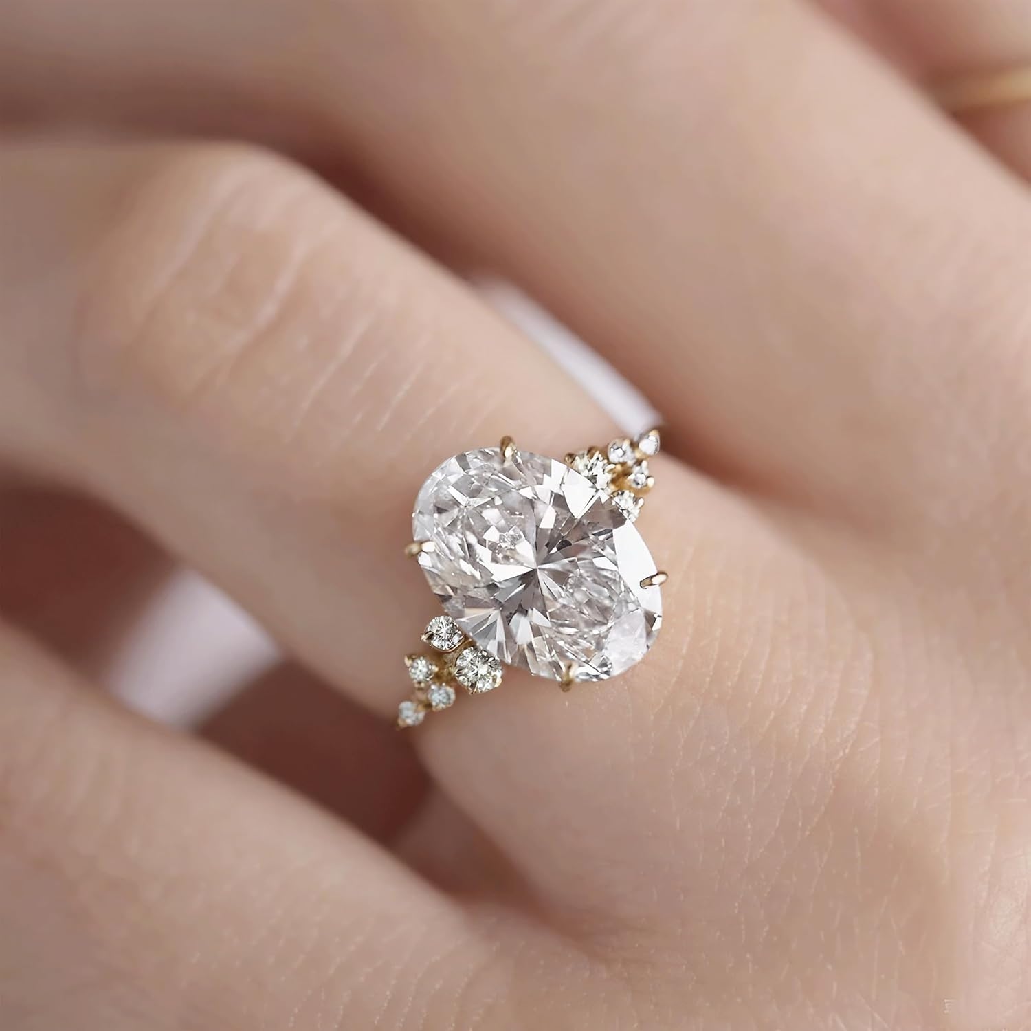 1CT/2CT/3CT 14K Gold Plated 925 Sterling Silver Oval Cut Engagement Rings Solitaire Cubic Zirconia CZ Wedding Promise Bands For Women Size 5-9