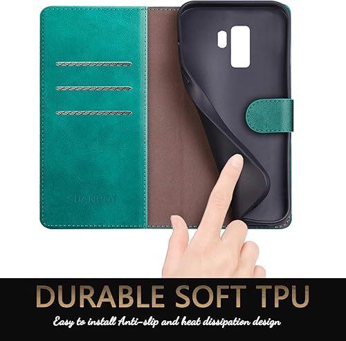 Miniatura 6 de SUANPOT Funda de piel tipo cartera para Samsung Galaxy S9+  S9 Plus 6.2 (no S9 de 5.8 pulgadas) con bloqueo RFID, tarjetero de poliuretano con tapa