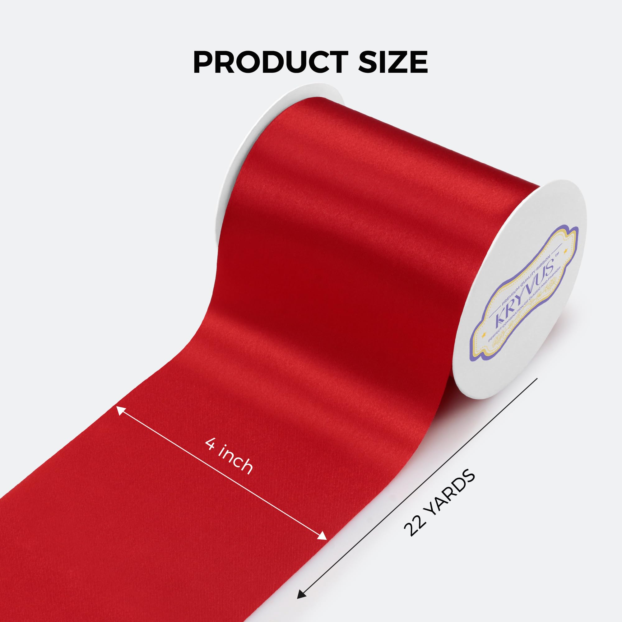 Kryvus Red Satin Ribbon, 100mm x 20M Wide Red Ribbon, Solid Large Ribbons for Cutting Ceremony Grand Opening - Image 2