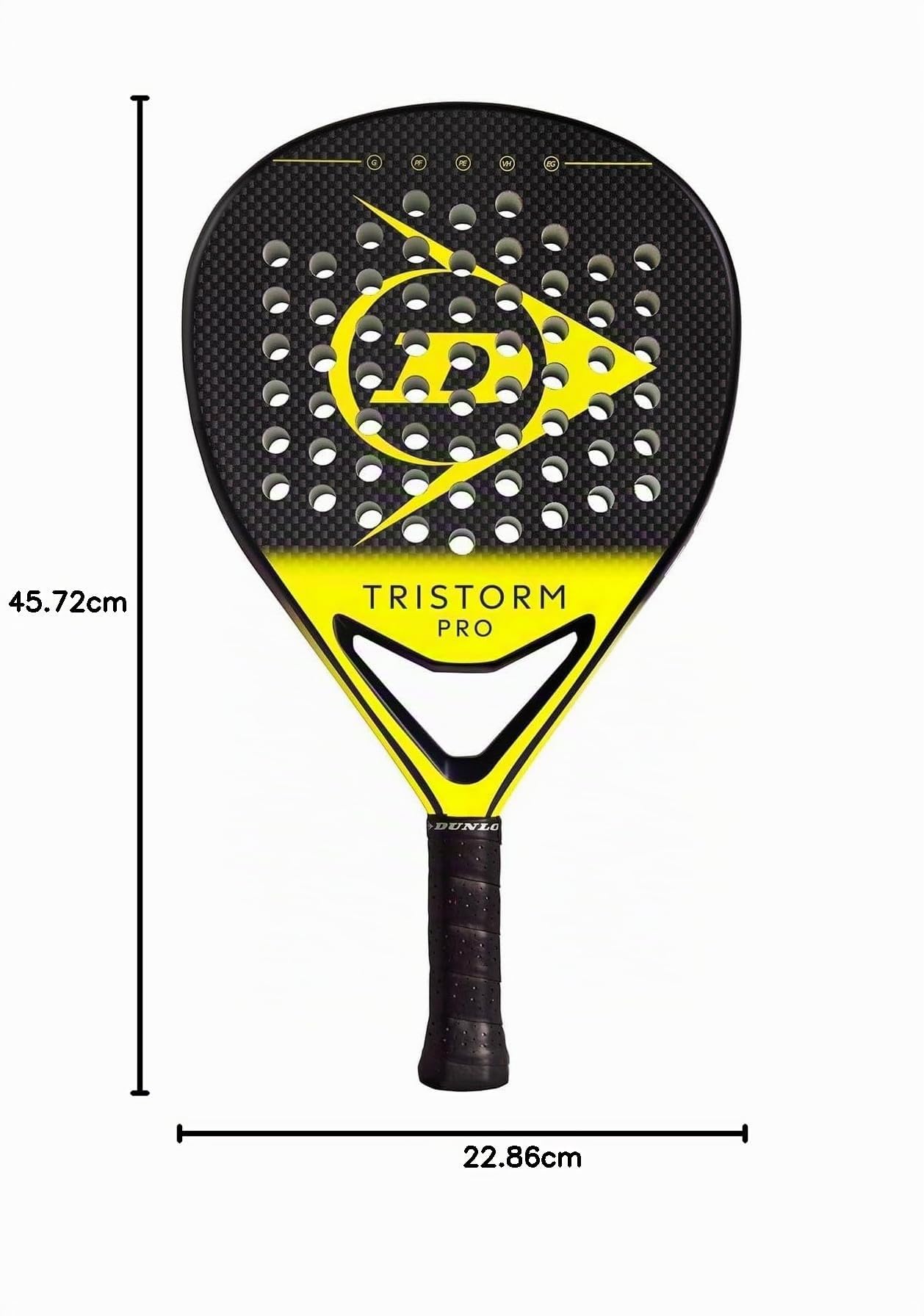 DUNLOP Tristorm Racchetta da Padel – Forma a Diamante, Telaio in Grafite – Tecnologia Power Frame – Finitura Extra Grip e Nucleo EVA Soft – Potenza e Controllo dello Spin