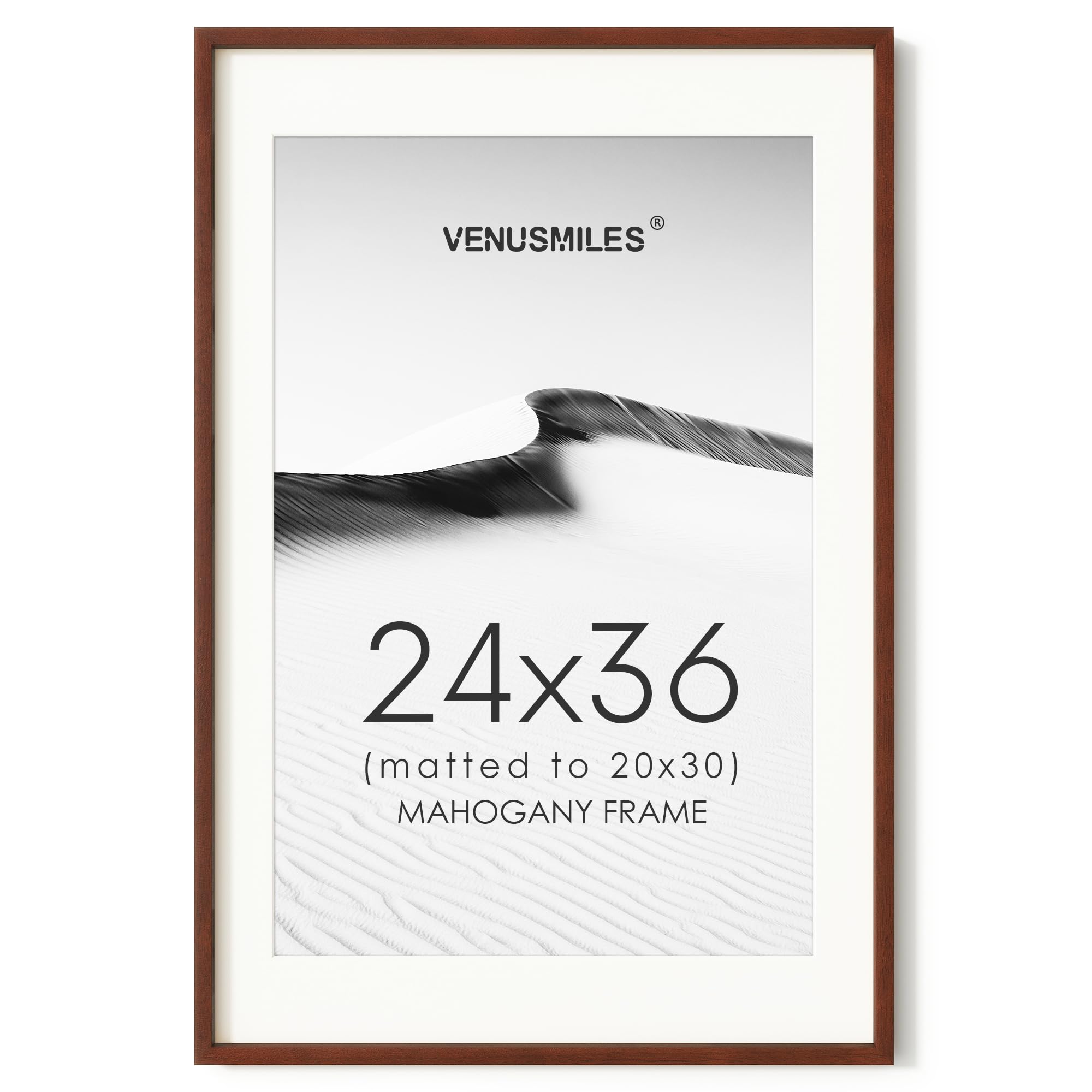 24x36 Poster Frame, USA-Sourced Natural Mahogany Wood Picture Collage Frame