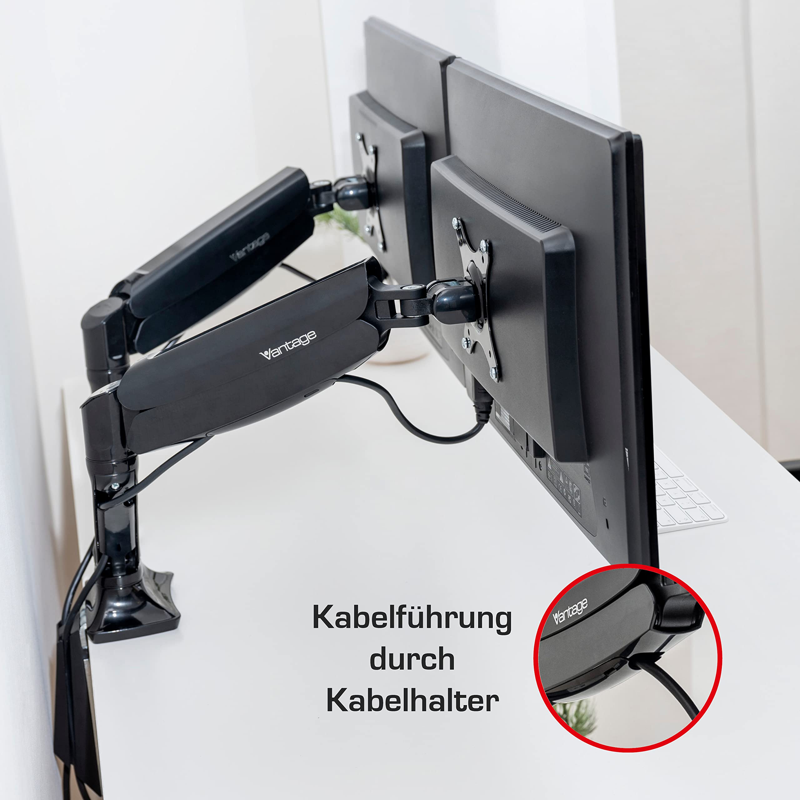 HFTEK® GM112XF Bianco Supporto Da Tavolo Per Monitor TV Montaggio Da Tavolo Supporto Da Scrivania Desk Mount Bracket Gas Spring Arm Per Schermo 15 34 Pollici Con Vesa 75 100