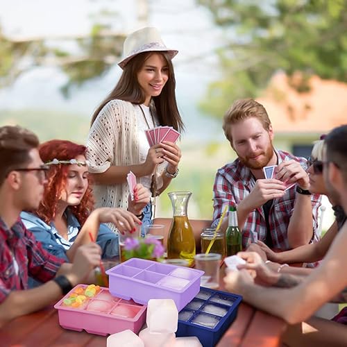 Vista 106 de Bandejas de silicona para cubitos de hielo, paquete de 3, moldes de silicona para cubitos de hielo de gran tamaño con tapa extraíble a prueba de Gris