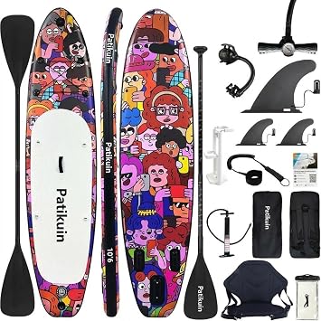 Inflatable Stand Up Paddle Board 106" Complete Fun-Ready SUP for Adults with Paddle, Fast Electric Pump, Hand Pump, Seat, Camera Mount, Waterproof Phone Case, Fins, Leash & Carry Bag