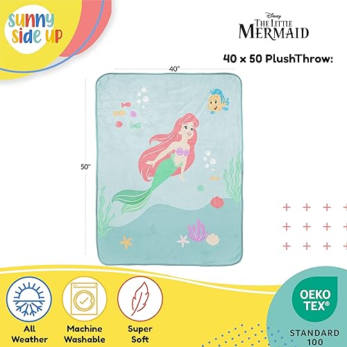 Miniatura 2 de Disney - Manta de viaje de felpa con diseño de La Sirenita, mide 40 x 50 pulgadas, accesorios de viaje de princesa súper suaves y acogedores con