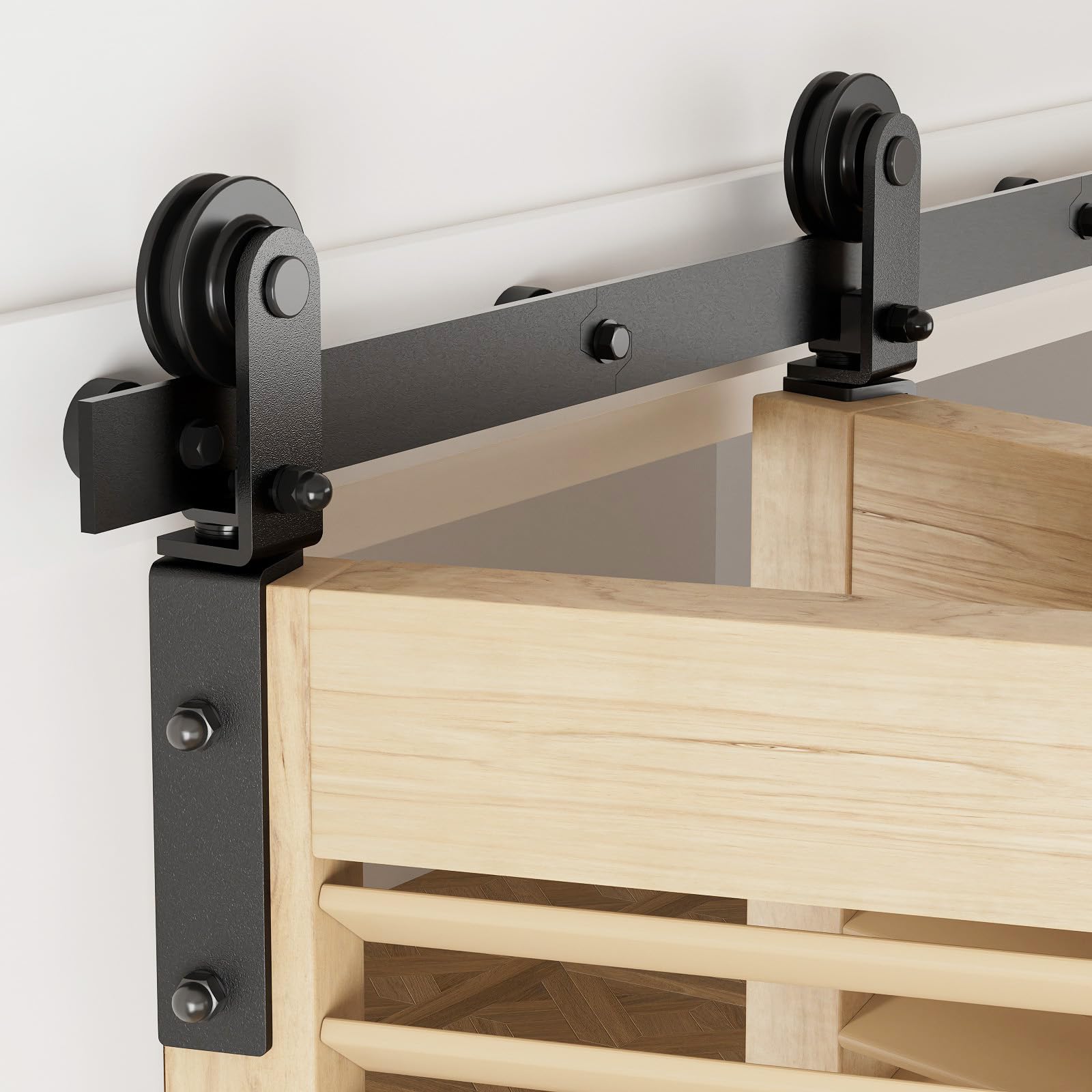 Juego completo de 224 cm para 2 puertas de madera de 109 cm (no incluye puerta), color negro