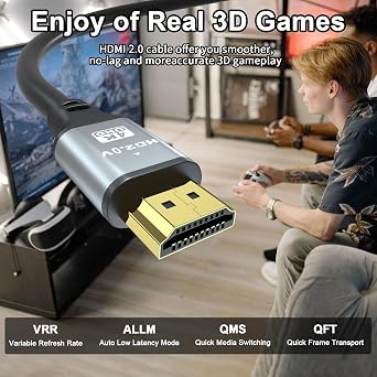 4K HDMI Cable 10m, High Speed HDMI 2.0 Cord 4K@60Hz 18Gbps, Ultra HD,Ethernet Audio Return,1080p,3D,Arc, HDR Compatible with Xbox,PS5/PS4,HDTV,Laptop ect(Silver)