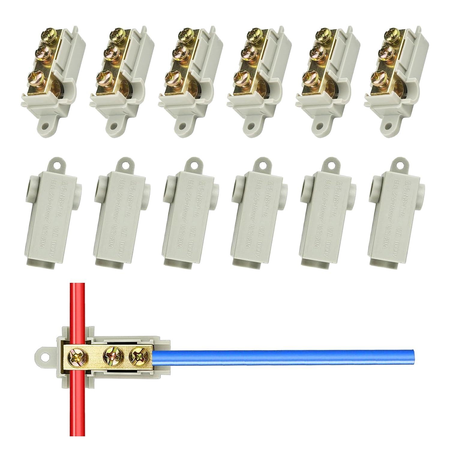 12Pcs 6 AWG Gauge T-Type Wire Connector Nut Kit | 80A, Quick Wiring Connection Terminal, Splicing Quick Connector, For Soft and Hard Wire Universal