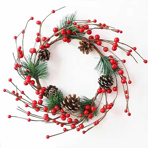 12 inch Artificial Christmas Wreath, Farmhouse Handmade Rattan Small Christmas
