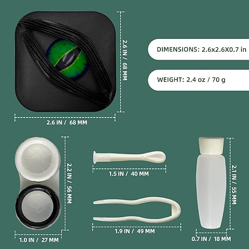 Miniatura 2 de Paquete de 2 soportes para lentes de contacto de color negro (solo funda, sin contacto), cuadrado con temática de Halloween, elegante y duradero,