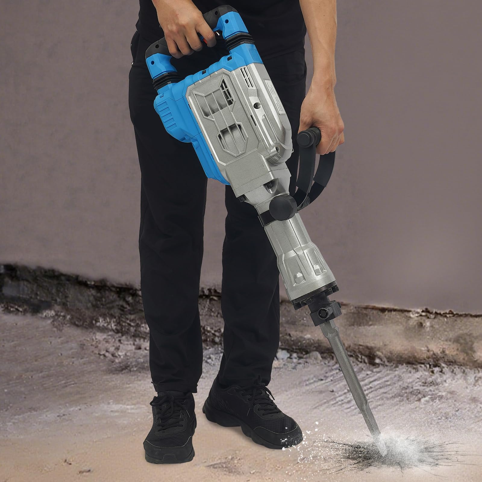 Martello demolitore da 1700W, demolitore per calcestruzzo ad alte prestazioni da 60J, martello demolitore elettrico da 1900BPM martello scalpellatore, scalpelli per martello per calcestruzzo martello
