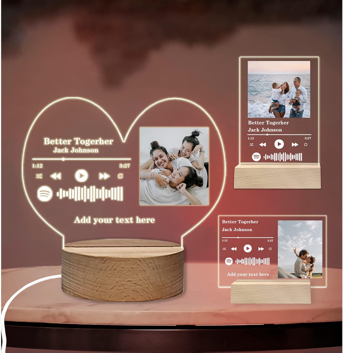 ubmpj Custom Music Code Plaque Acrylic Picture Frame Personalized Picture/Text Acrylic Photo Frame Stand Up Sign for Mother, Lover, Friend, Anniversary, Engagement Gift