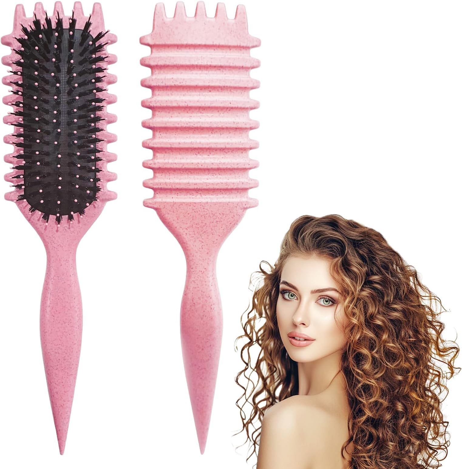 Curly Hair Brush, Curl Defining Brushes, Styling Brush for Curly Hair, Shaping and Defining Curls Brushes for Women (Pink)