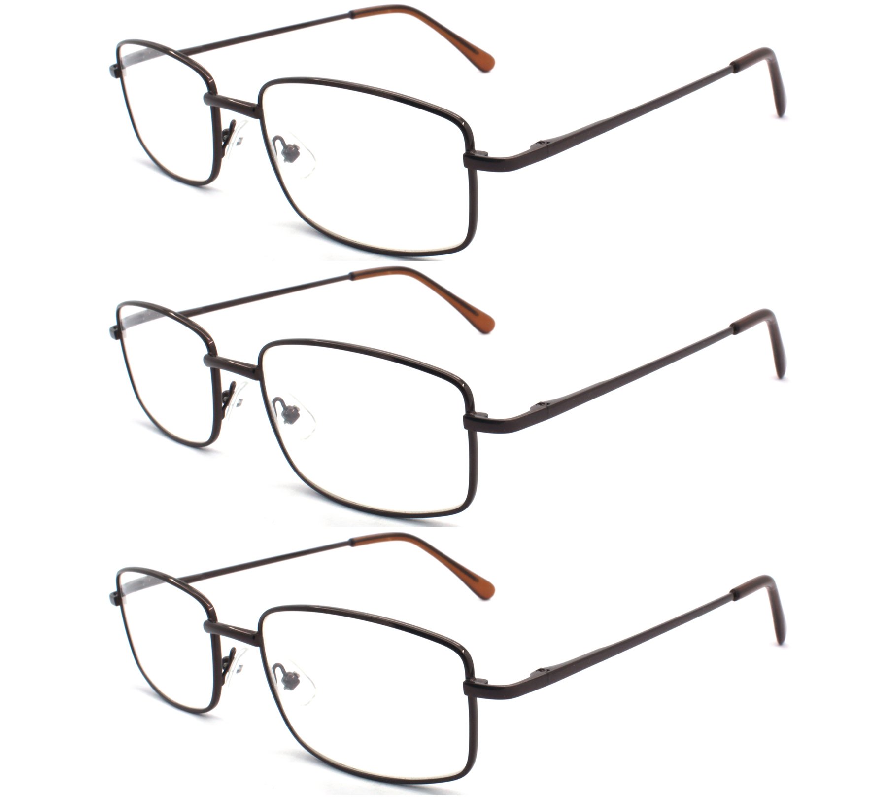 EYE ZOOM Extra Wide Rectangular Metal Reading Glasses for Men and Women