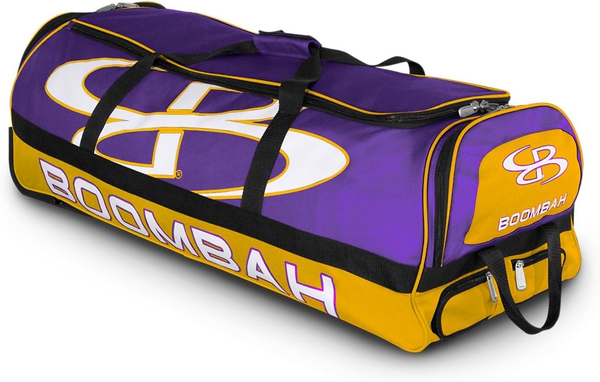 Boombah Brute Rolling Baseball/Softball Bat Bag - 35" x 15" x 12-1/2" - Holds 4 Bats and Room for Gear - Wheeled Bag