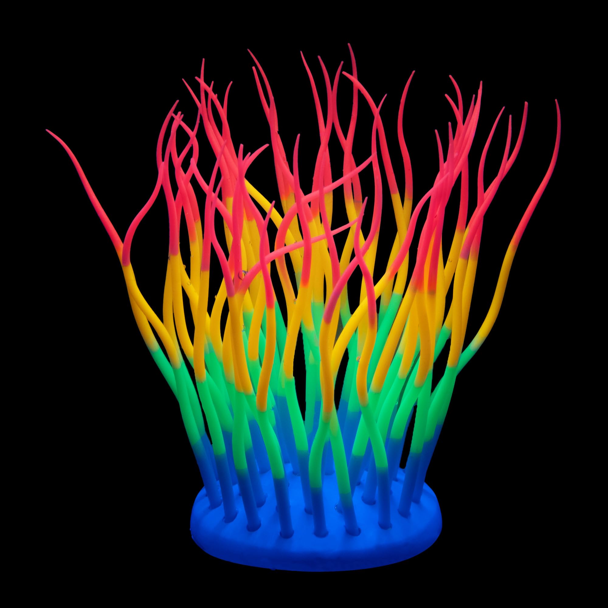 LPFLASAT Fluorescent Rainbow Anemone Aquarium Decor - Glowing Silicone Ornament for Fish Tank Landscape Decoration, Halloween(R)