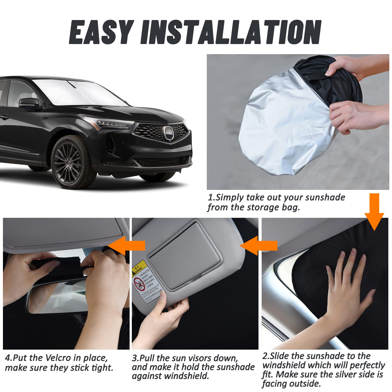 Custom Fit Windshield Sun Shade For Acura RDX 2019-2025 - UV Reflective Foldable Sunshield
