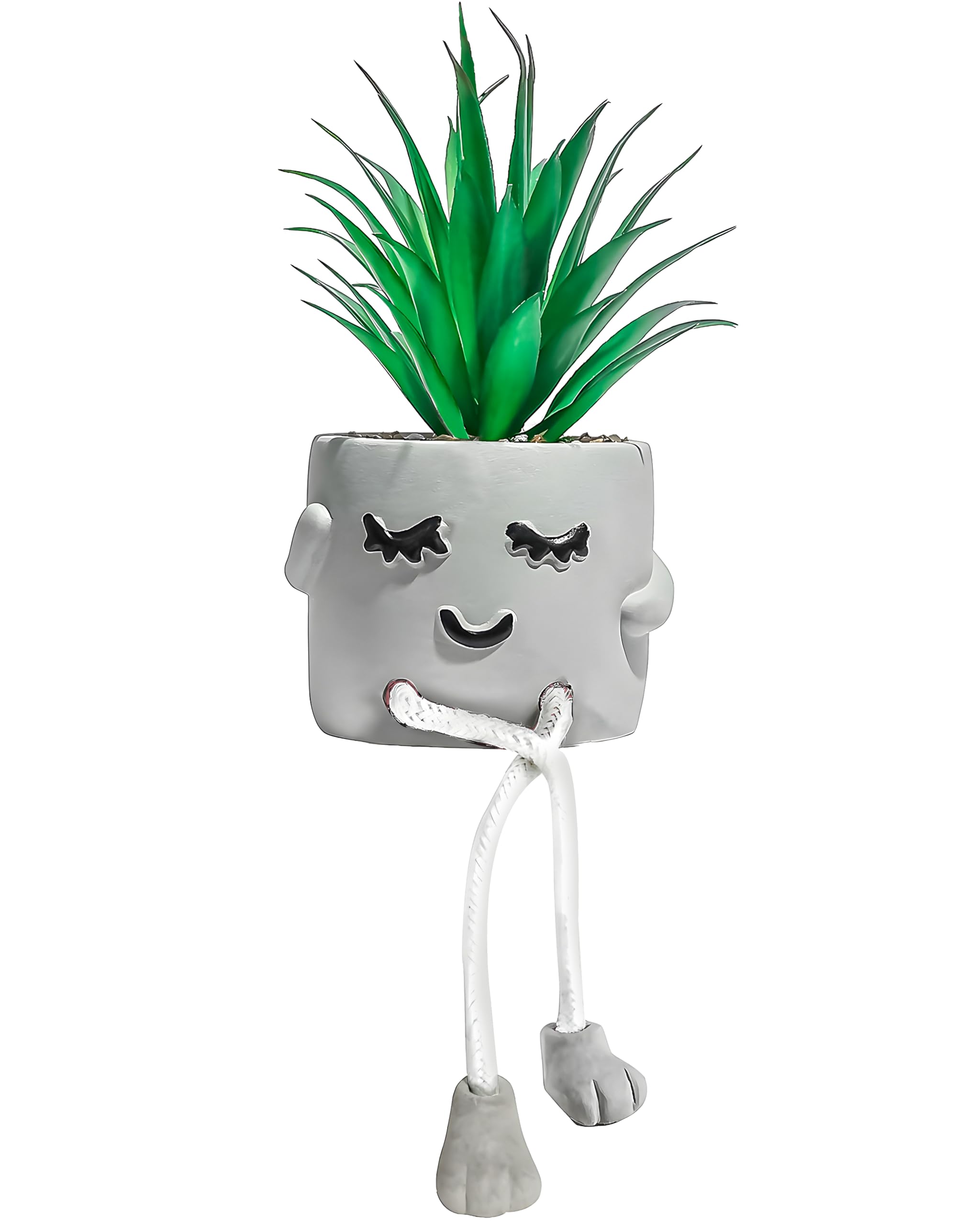 OLEEK Small Fake Plants Office Decor with Personality Faces