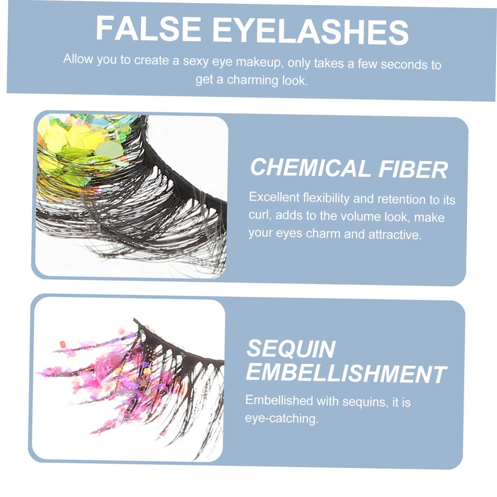 Didiseaon 15paia Glitter Fake Eyelashes Long False Lashes for Women and Girls for Parties and Daily Wear Eye-catching Lashes