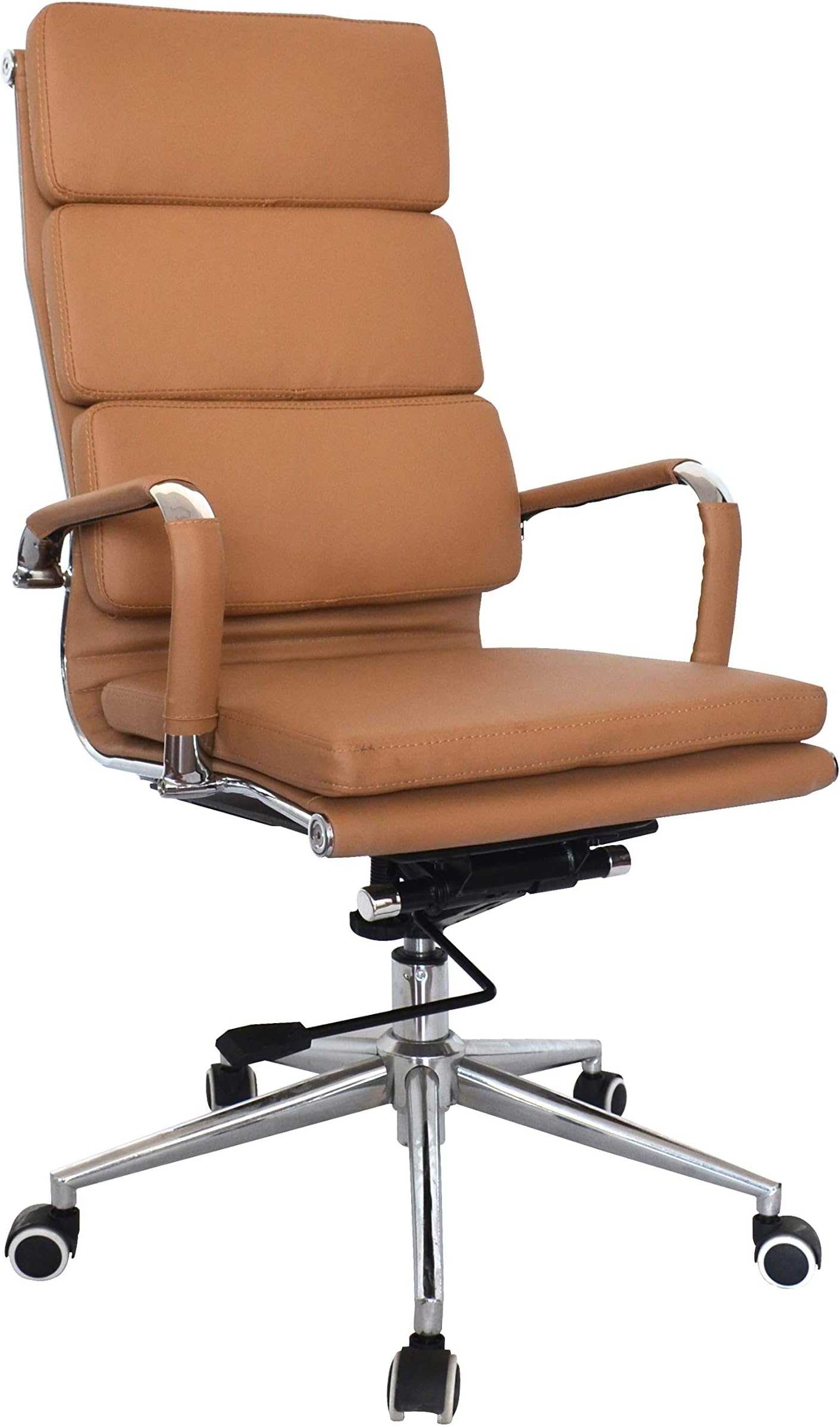 Classic Replica High Back Office Chair - CAMEL Vegan Leather, thick high density foam, stabilizing bar swivel & deluxe tilting mechanism