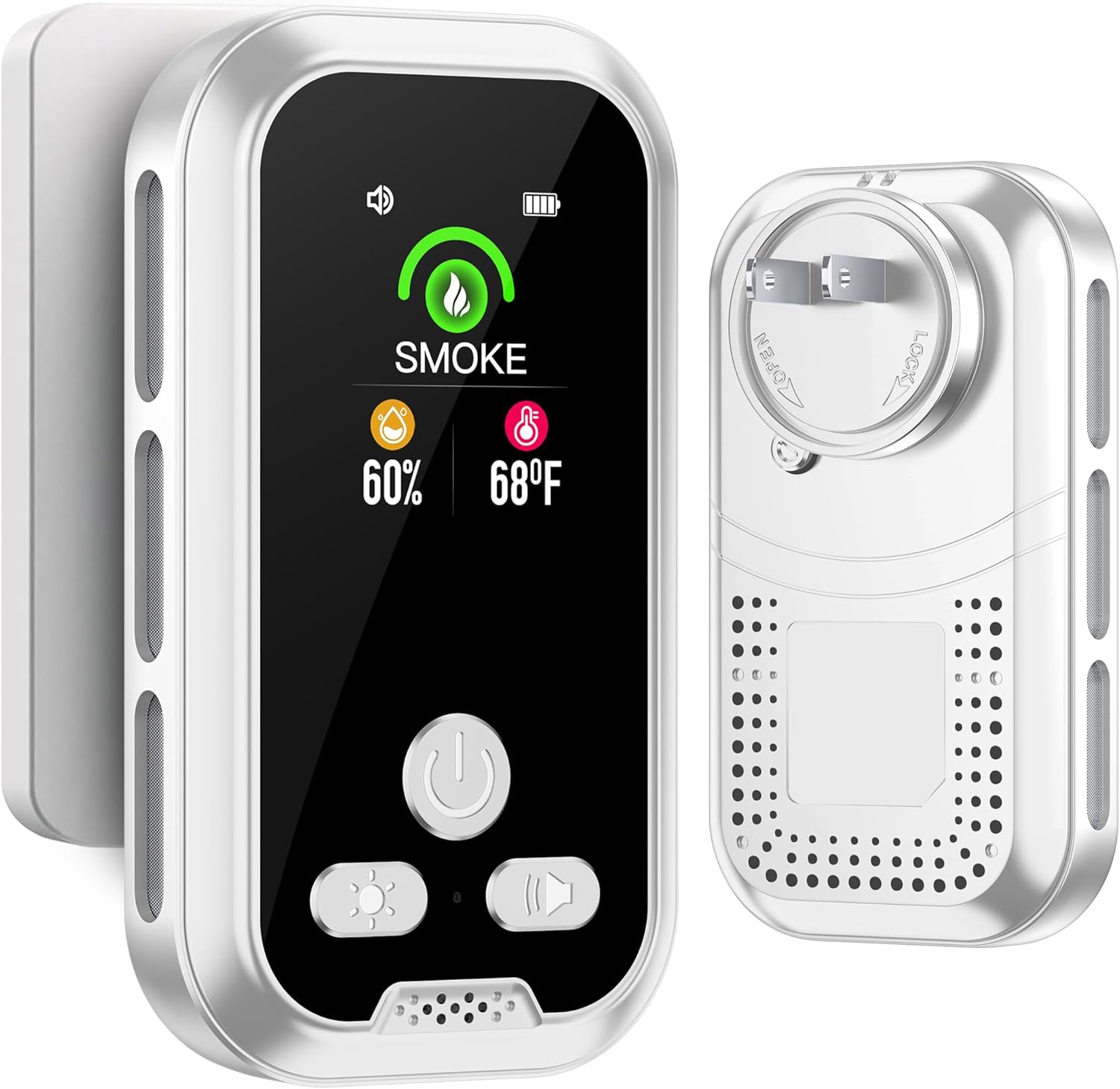 HAKINAKU 3in1 Plug in Smoke Detector Alarm Builti-in 2000mAh 10-Day