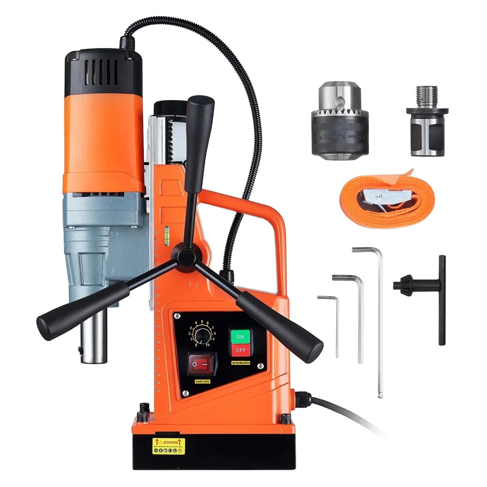 Taladro magnético 1550W Taladro eléctrico portátil con velocidad variable 500 RPM para perforación de metal, capacidad de 13000N de 2 pulgadas