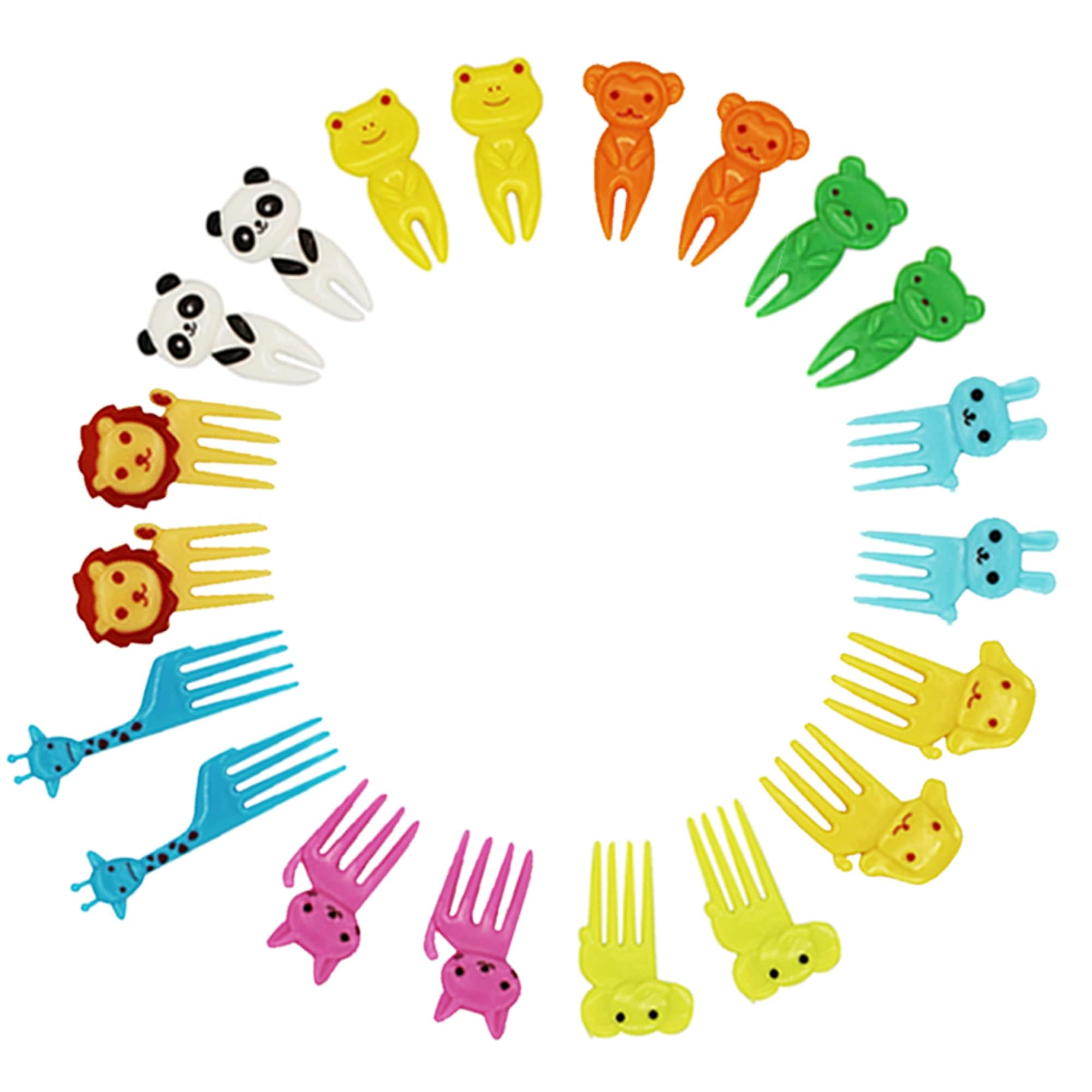 Mini Cartoon Bento Fruit Forks Toothpicks for Kids Food Cake Picks Bento Accessories Cute Mini Skewers Toothpicks Adults Dessert Fruit Pastry Kids Party (Pack of 20)