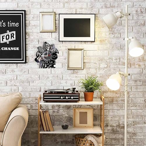 Miniatura 6 de Life Is Music - Reloj de pared con disco de vinilo de 12 pulgadas, funciona con pilas, silencioso, sin tictac, diseño moderno, antiguo, musical,