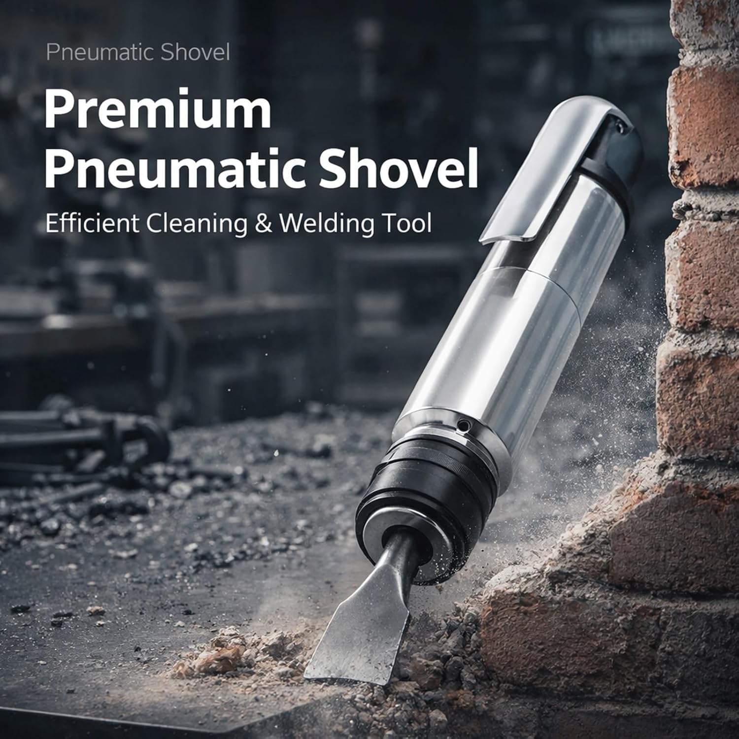 Pneumatic Chisel Air Hammer, Straight Handle, Industrial Shovel Tool - Durable Aluminium Alloy Body, High Impact Power, Construction and Metalworking