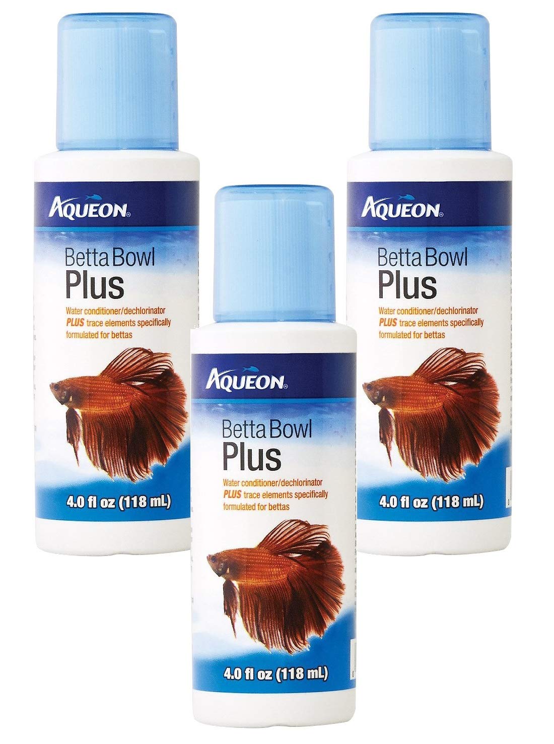 Aqueon 3 Pack of Betta Bowl Plus Water Conditioner &amp; Dechlorinator, 4 Fluid Ounces Each