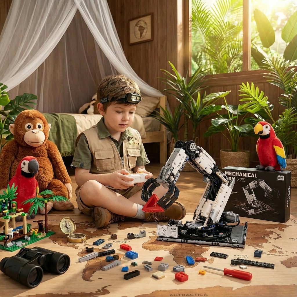 STEM Educational Remote Control Robotic Arm Building Kit, Programmable APP Control Robot Toy, 8-Directional Movement Engineering Building Set for Kids 8-14 & Adult Tech Enthusiasts