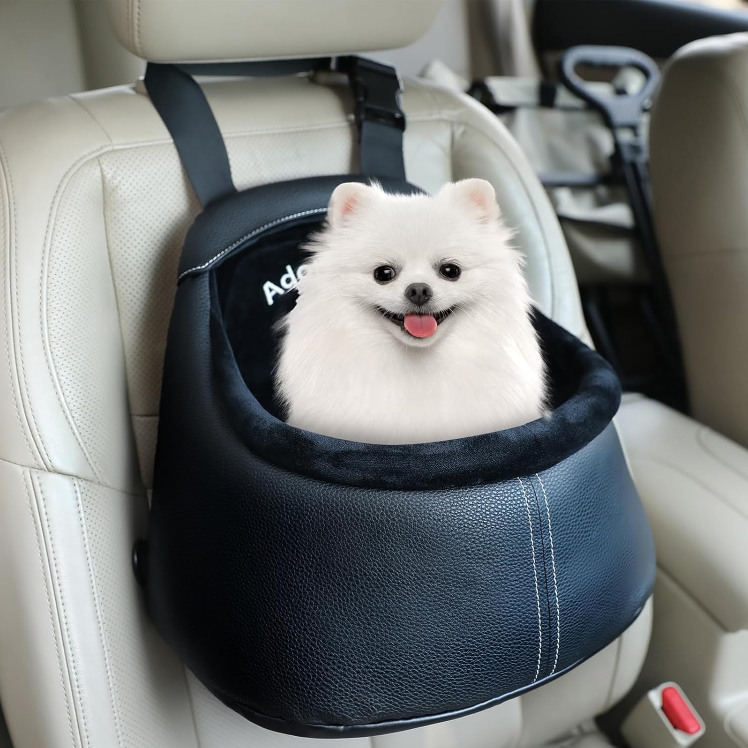 Small Dog Car Seat Under 13lbs - Luxury PU Leather Dog Booster Car Seats for Small Dogs with Removable Inner, Can be Used as Pets Carrier Bag PU Dog Booster L