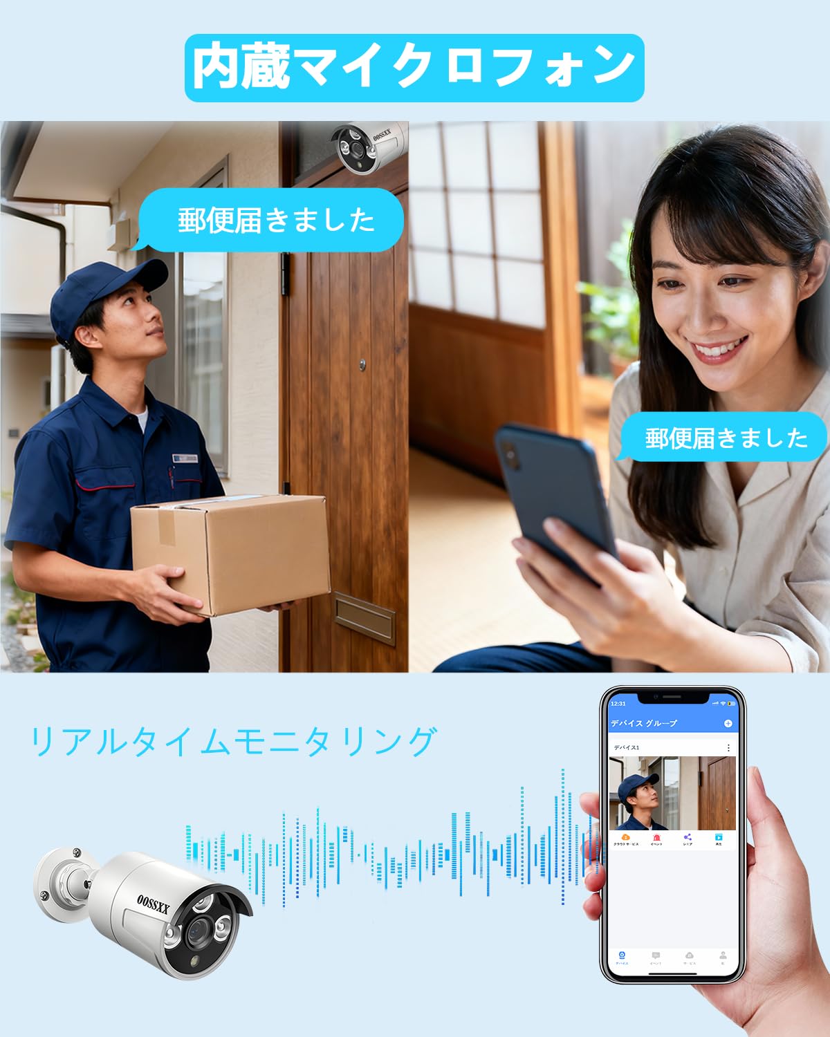 4K800万画素録画機・AI人体検知】 防犯カメラ 有線録画機 カメラ2台セット 4K800万画素録画機・AI人体検知】 防犯カメラ 有線録画機 カメラ2台セット