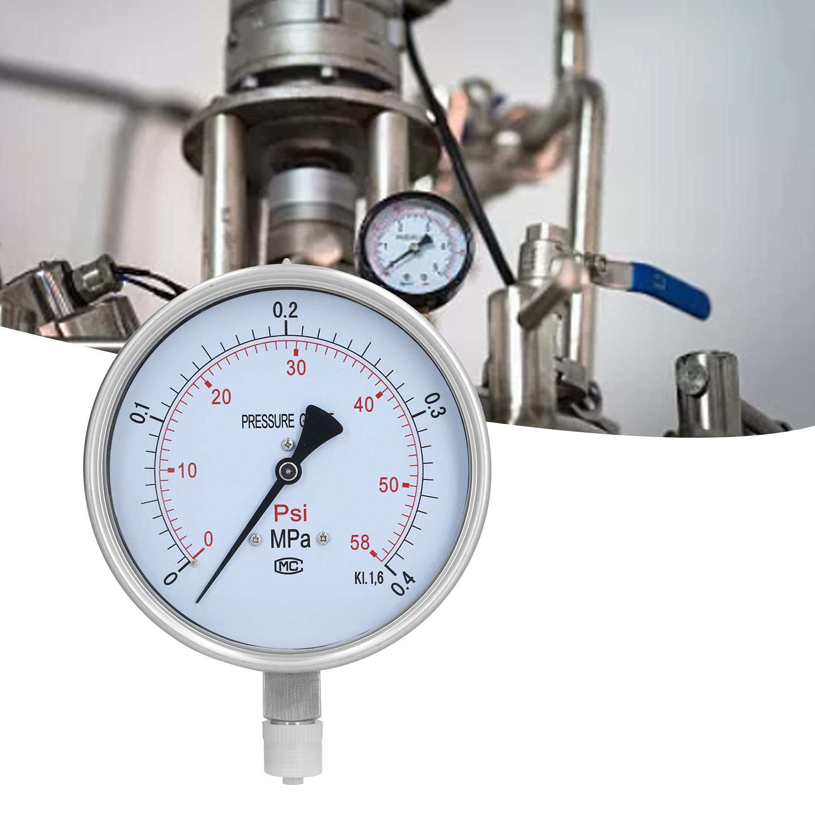 Manómetro de Acero Inoxidable 0-0.4MPa Diseño Duradero para Uso en Tuberías y Petroquímicos 150 Mm