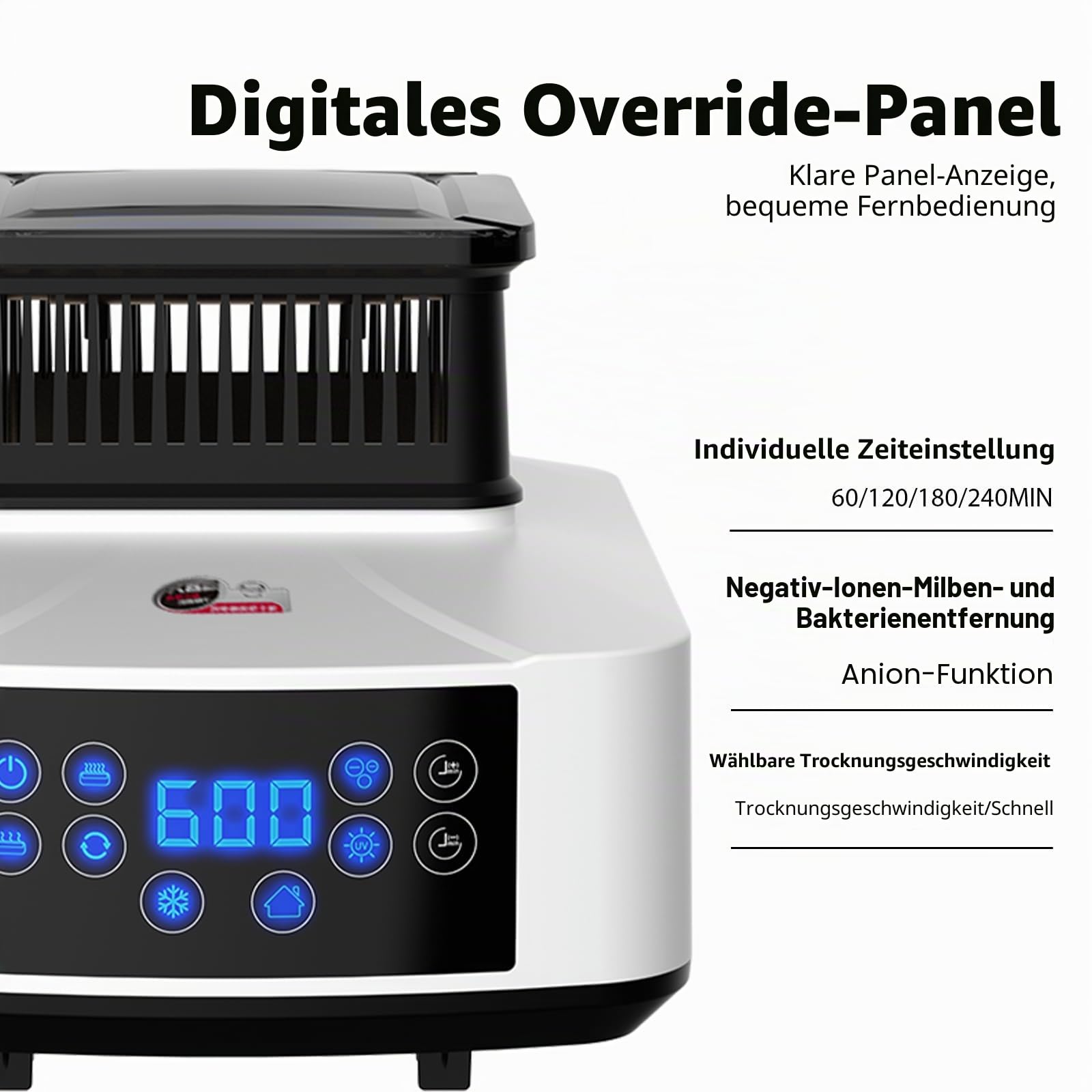 2200W Tragbarer Elektrischer Wäschetrockner mit Fernbedienung - Kompakter Mini Wäschetrockner mit 4 Timer-Einstellungen, Touchscreen, Überhitzungsschutz für Zuhause, Reisen, Hotelgebrauch