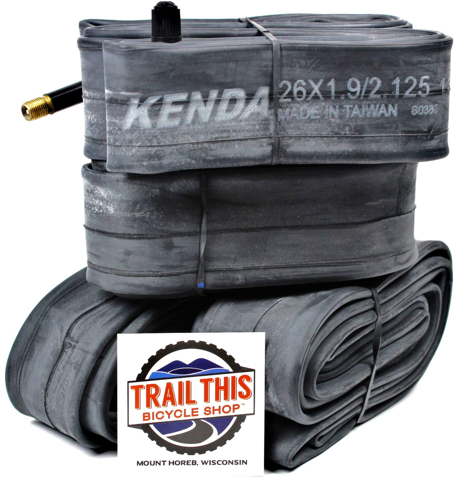 Trail This 4 Pack (4) - K E N D A 26x1.90/1.95/2.10/2.125 Schrader Valve MTB Bike Inner Tubes Bulk - Made in Taiwan