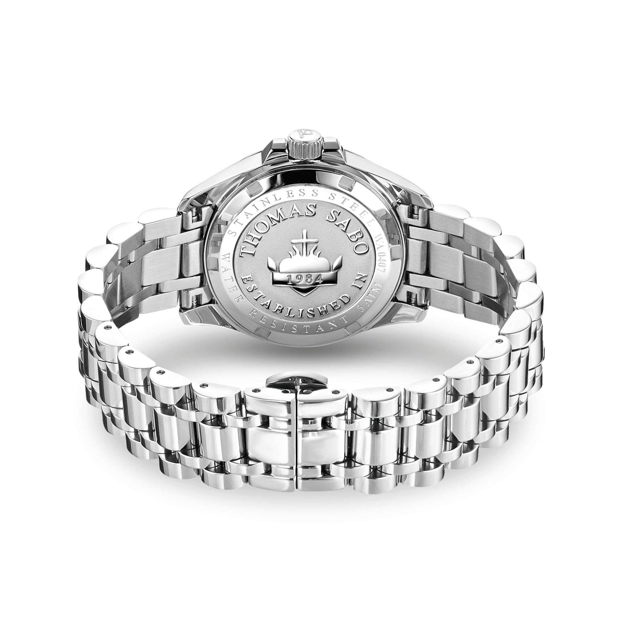THOMAS SABO Damenuhr Divine Burgundy mit weinrotem Zifferblatt und weißen Steinen Silber Edelstahl, Edelstahl Silberfarben