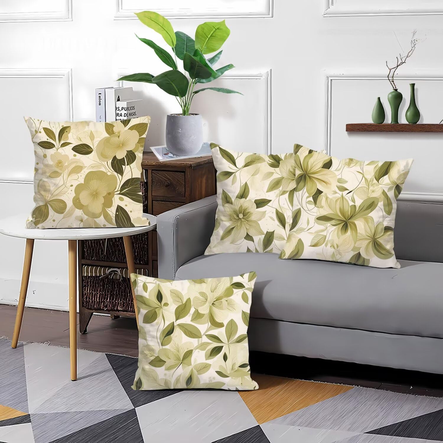 Lniane poszewki na poduszki 55 x 55 cm zestaw 4 abstrakcyjne zwierzęta poduszki na sofę dekoracyjne poszewki na poduszki na sofę do sypialni kanapa salonu z niewidocznym zamkiem błyskawicznym 55 x 55 cm