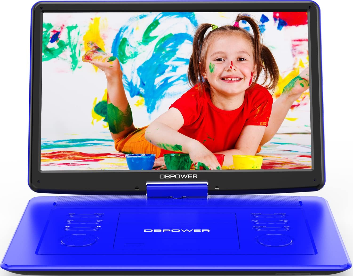 DBPOWER17.9" Portable DVD Player with 15.6" Large HD Swivel Screen, Support DVD/CD/USB/SD Card and Others Multiple Disc Formats, with 6-Hour Built-in Rechargeable Battery, High Volume Speaker, Blue