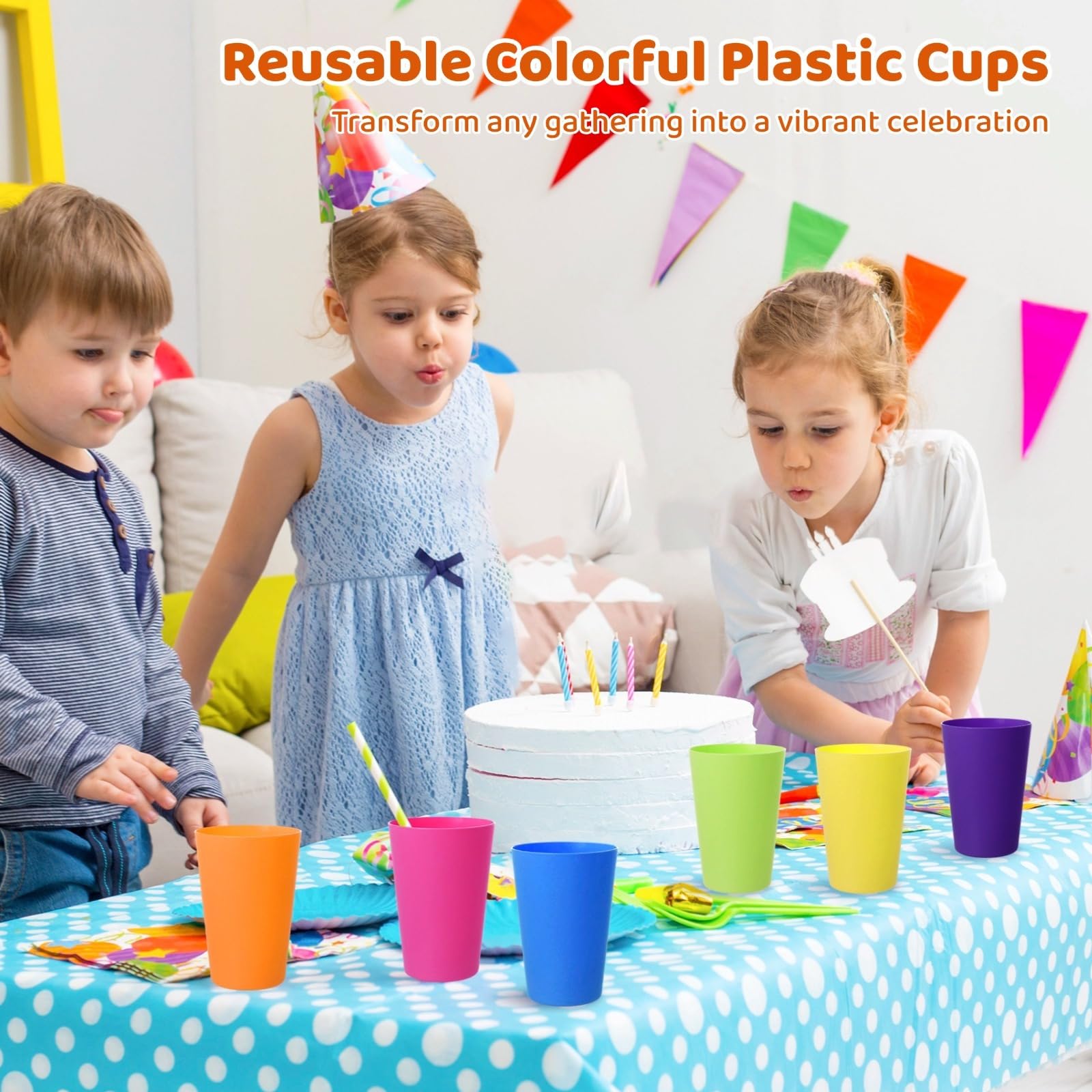 60 bicchieri riutilizzabili in plastica da 250 ml, bicchieri multicolore per adulti e bambini, infrangibili, per feste, docce e picnic